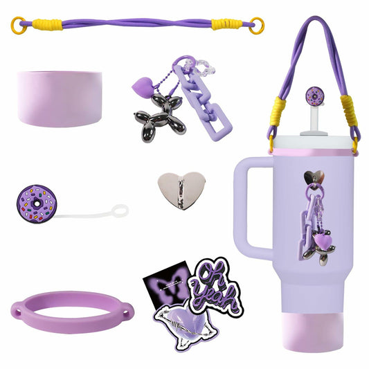 Stanley Cup Accessories Set Silicone Boot Handle Strap Straw Cover Charms