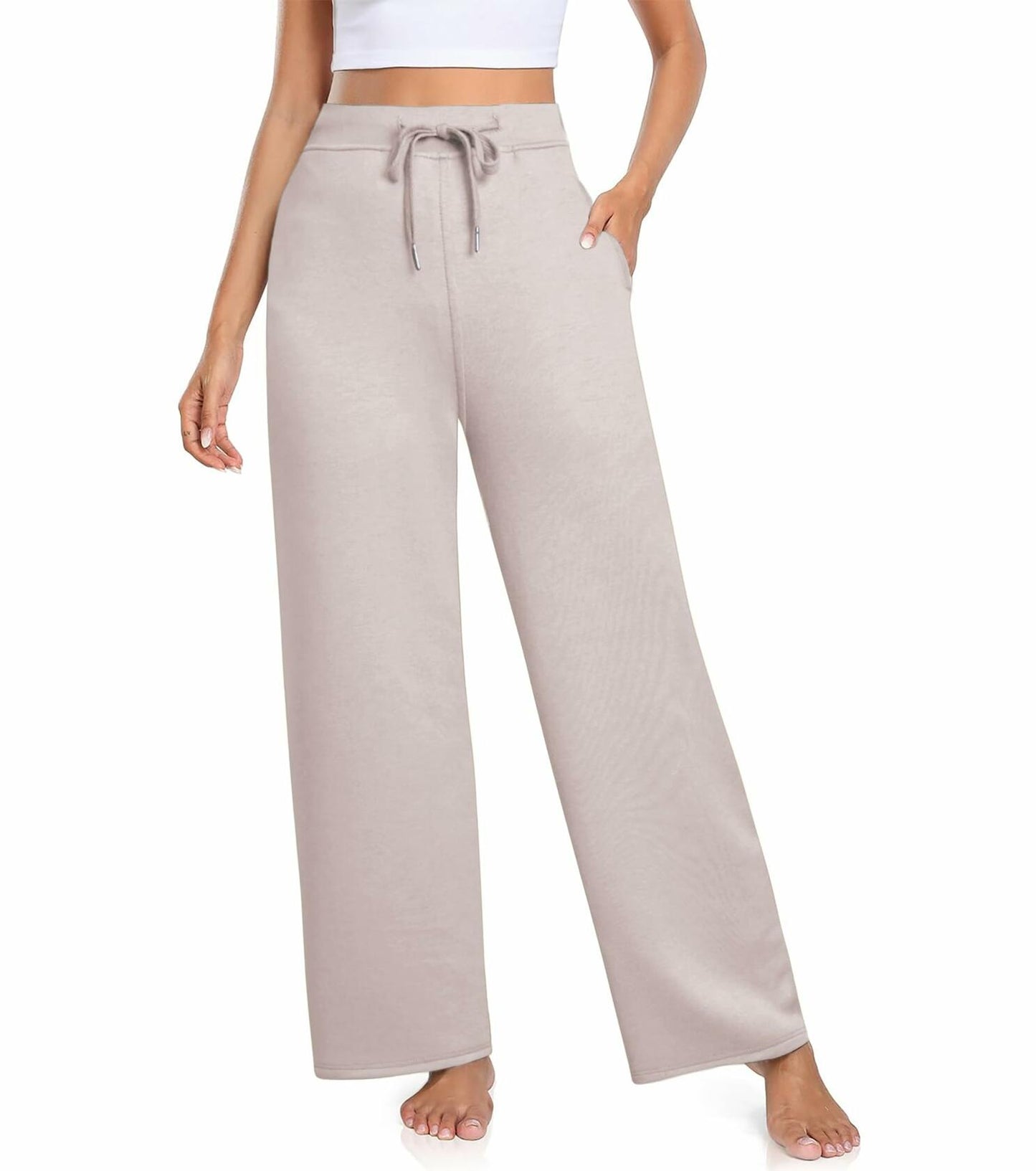 ELLENWELL Air Essentials Wide Leg High Waist Sweatpants LightKhaki XL