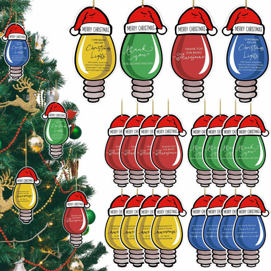 Syhood 24 Pcs Christmas Light Bulb Ornaments Xmas Tree Hanging Decor