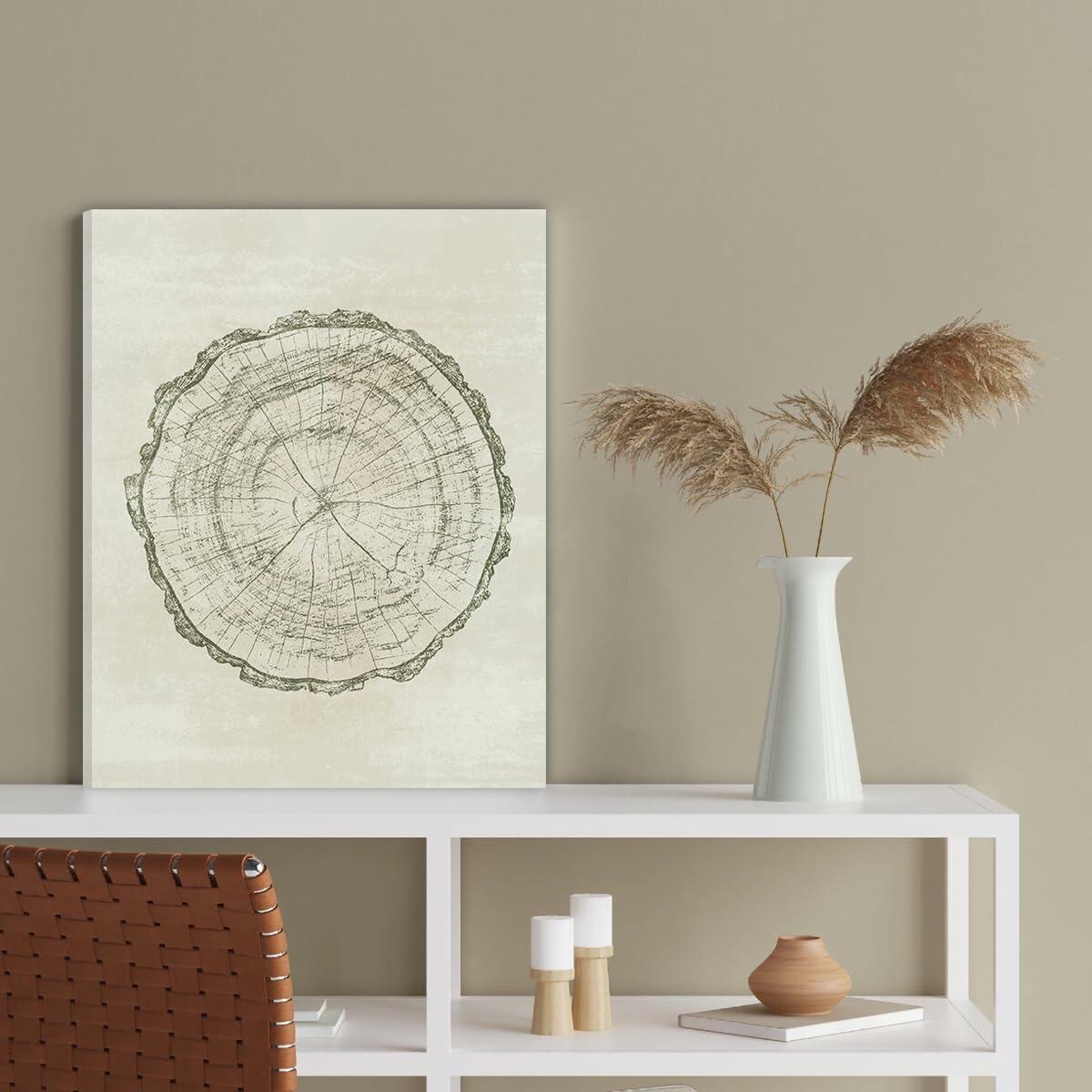 Anyzal Tree Ring Canvas Wall Art 6 Panels Gray 8x10 inches