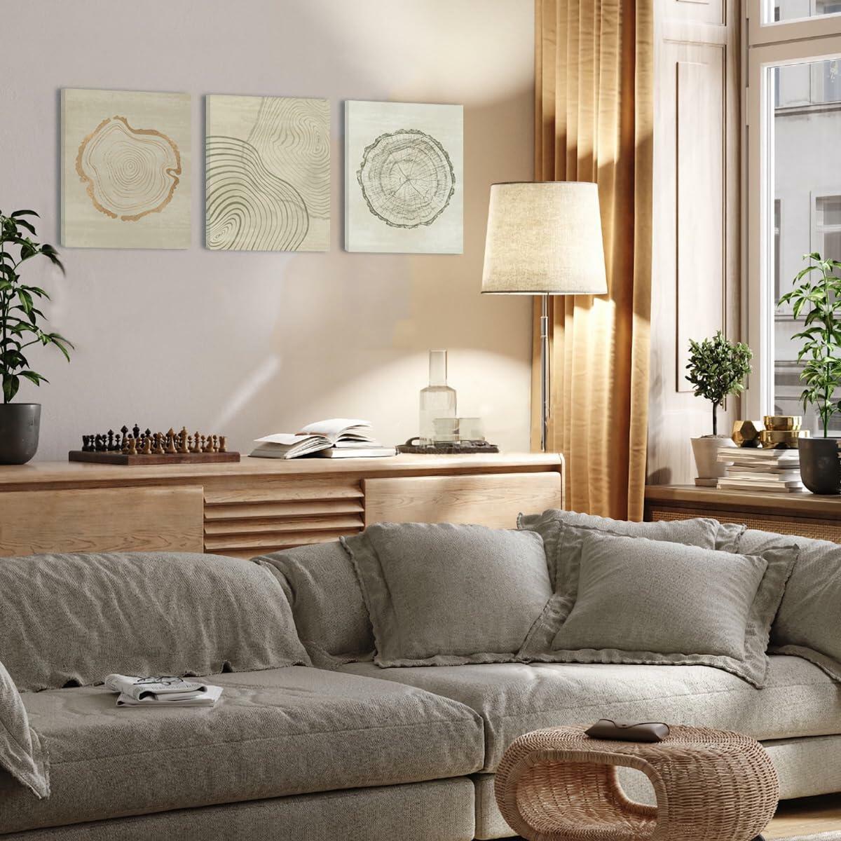 Anyzal Tree Ring Canvas Wall Art 6 Panels Gray 8x10 inches