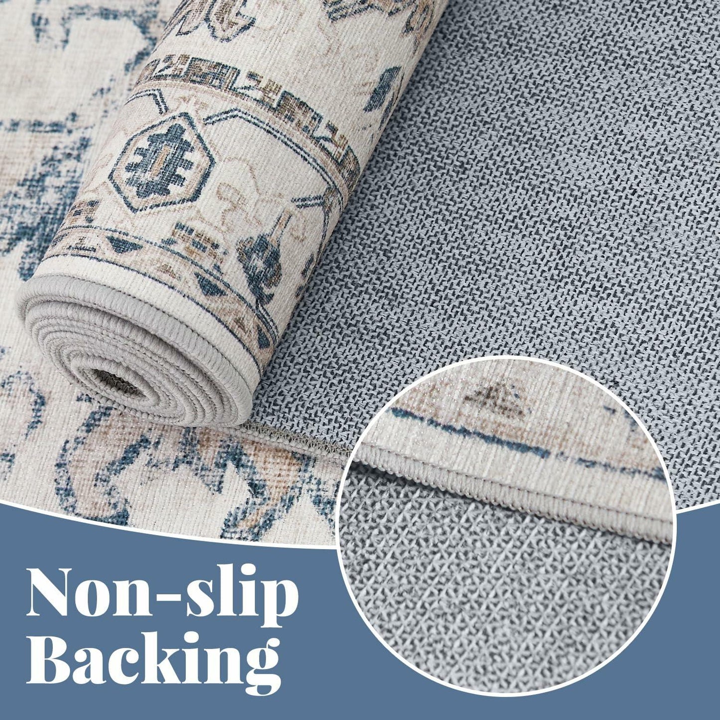 jinchan Hallway Runner Rug 2x8ft Vintage Floral Non-Slip Taupe