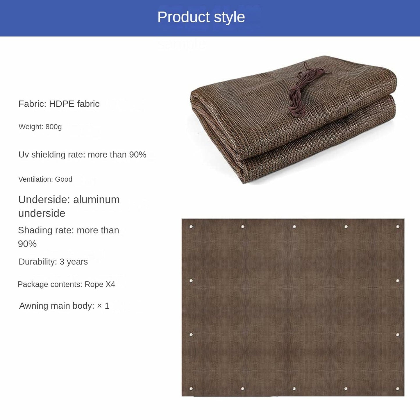 Demoul Shade Sail Rectangle Canopy 185GSM UV Block Wheat 9.84'x9.84'