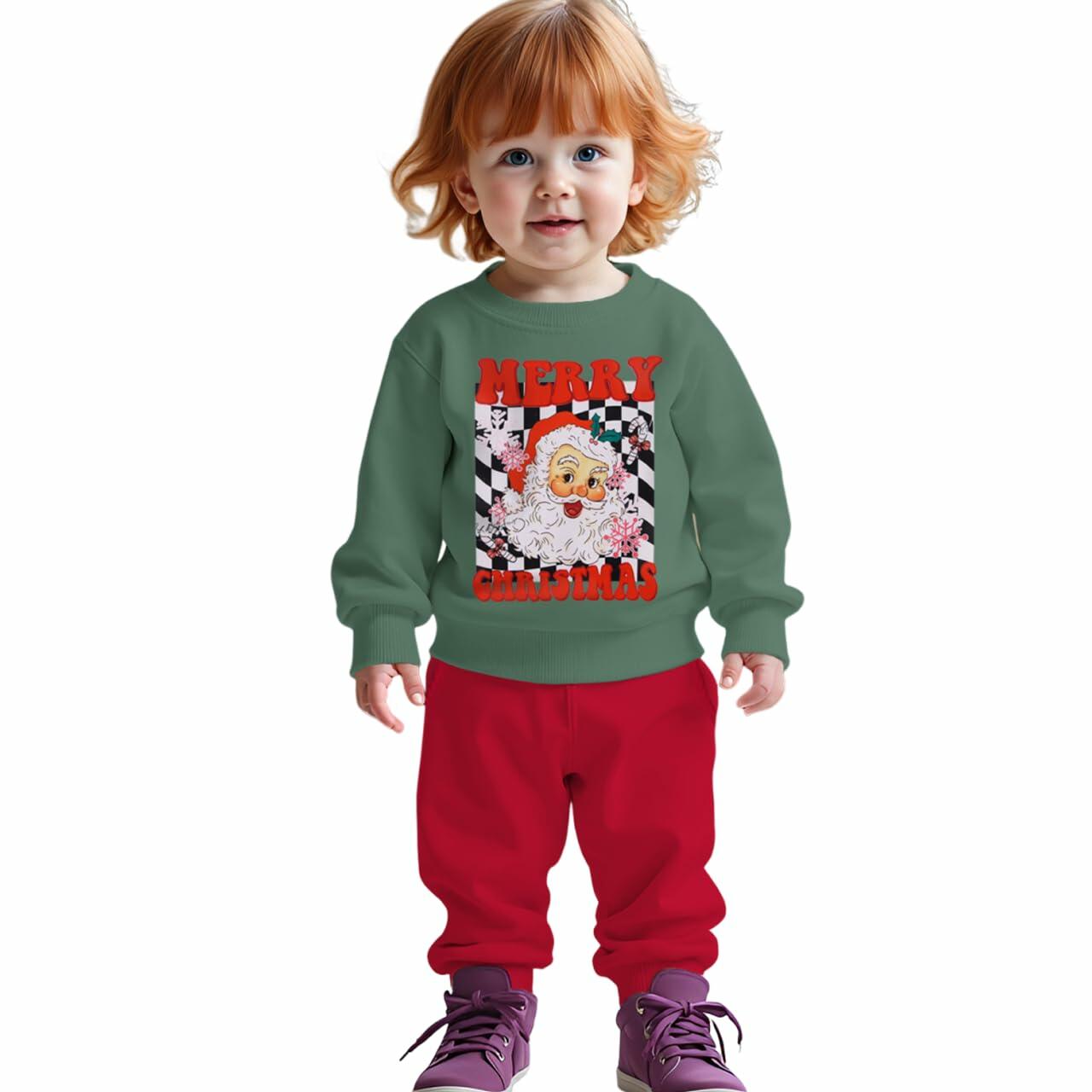 C&M WODRO Toddler Christmas Santa Sweatshirt Pants Set Green Size 5-6 Years