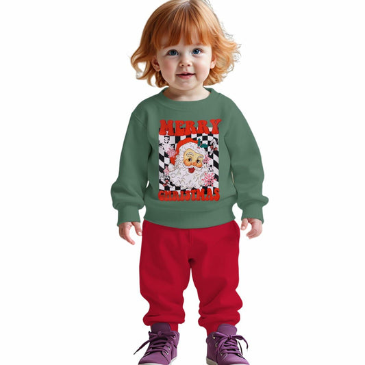 C&M WODRO Toddler Christmas Santa Sweatshirt Pants Set Green Size 5-6 Years