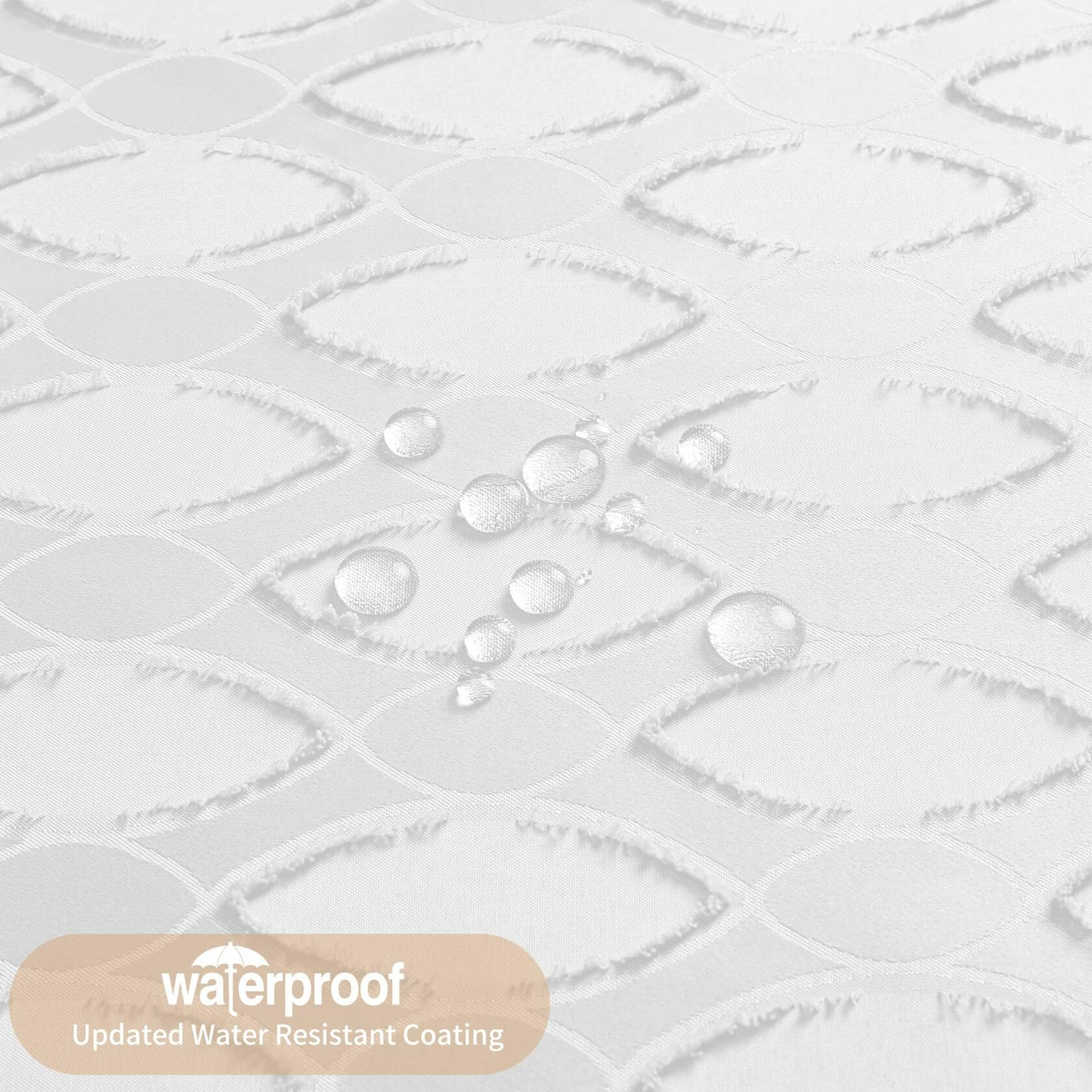 QiyI White Small Stall Shower Curtain Tassel Tufted Geometric 36x72 Inch