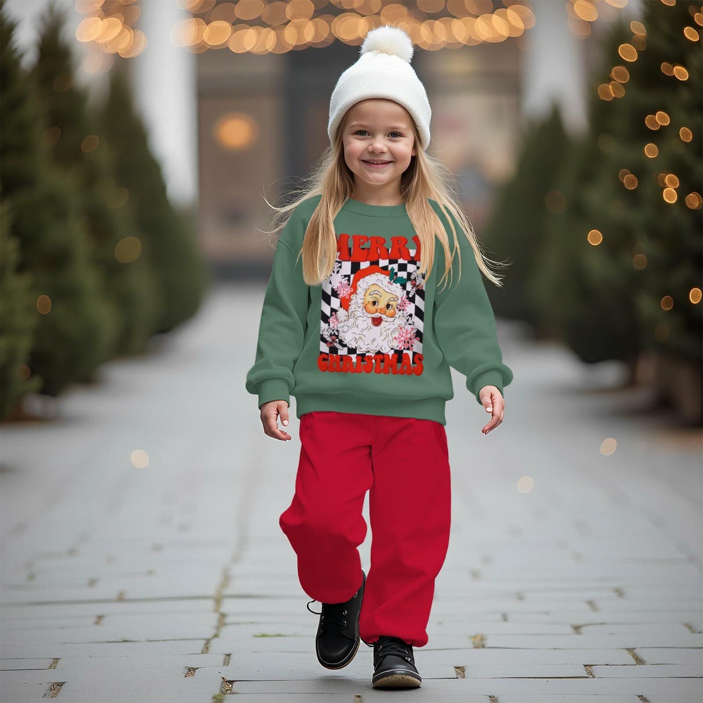 C&M WODRO Toddler Christmas Santa Sweatshirt Pants Set Green Size 5-6 Years