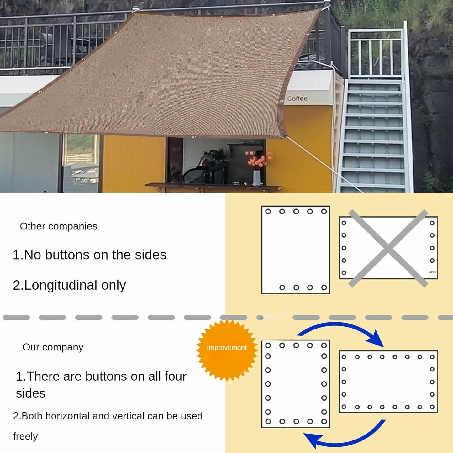 Demoul Shade Sail Rectangle Canopy 185GSM UV Block Wheat 9.84'x9.84'
