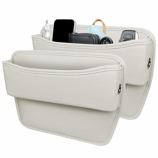 DewyLeaf Car Seat Gap Filler Organizer Leather Front Seat Storage Grey 2 Pack