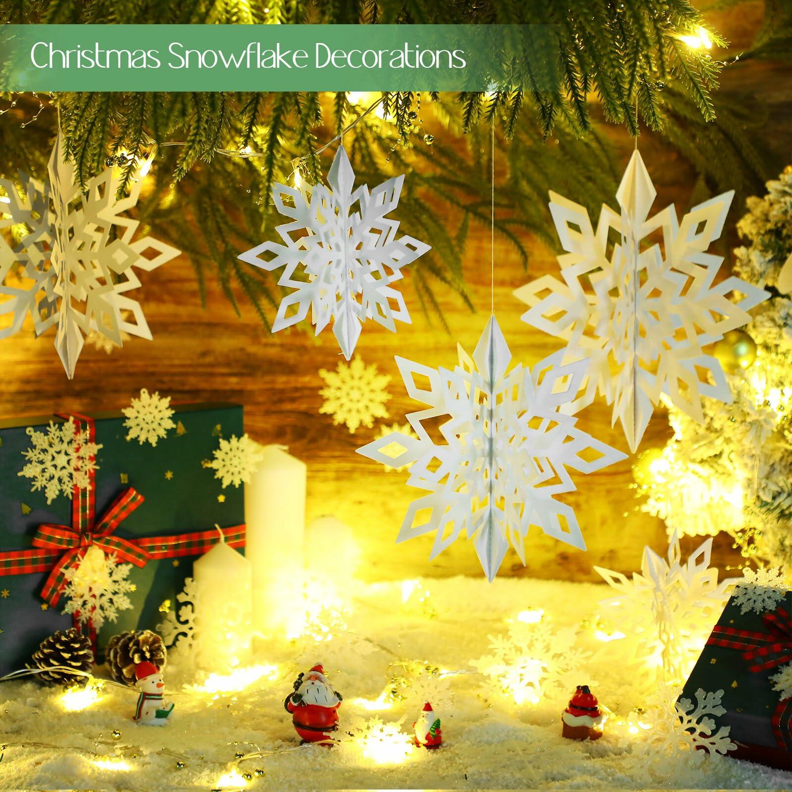 Fullhawl 3D Snowflake Christmas Ornaments Set 12 Pcs Silver Decoration