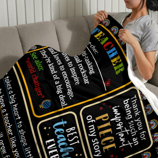GEIFIN Flannel, Throw Blanket, Teacher Gifts, 60x80 inches, Black, Letter Print