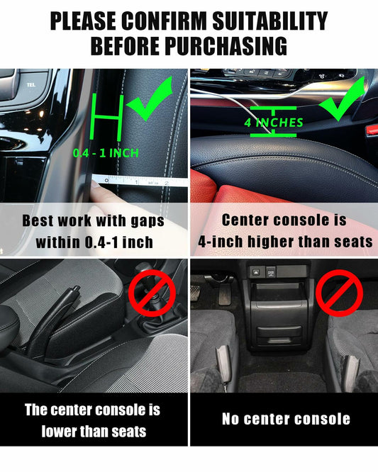 DewyLeaf Car Seat Gap Filler Organizer Leather Front Seat Storage Grey 2 Pack