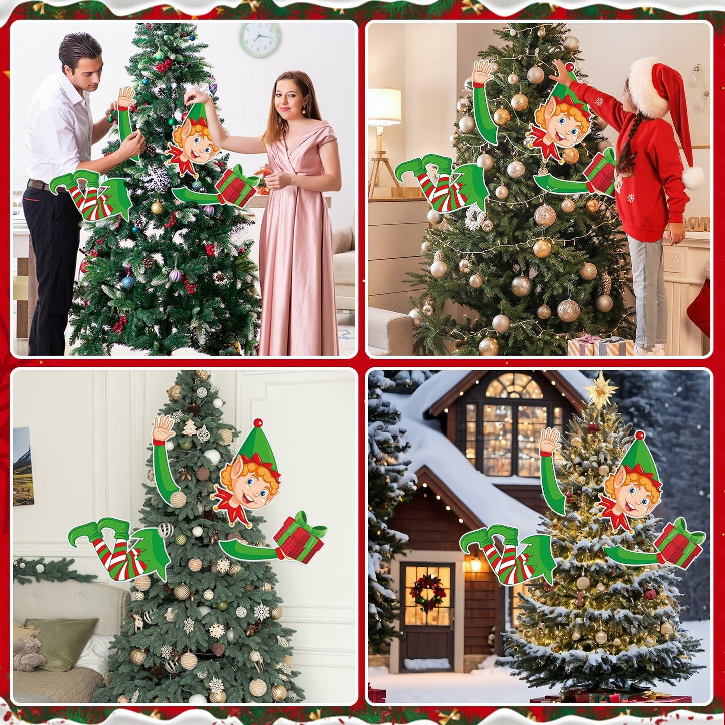 Lonfliness Elf Christmas Tree Topper 4pcs Xmas Holiday Decor Set