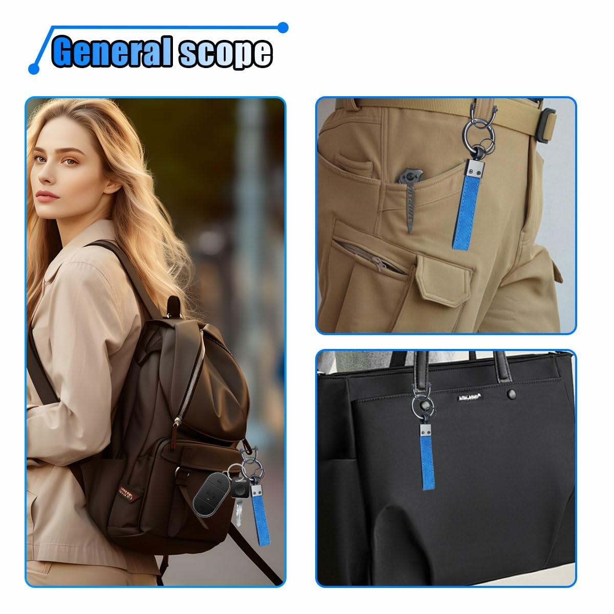 KITUREK Leather Car Fob Keychain 360° Rotatable Anti-lost D Ring Coffee