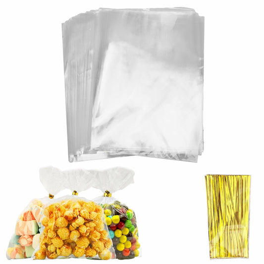Clear Cellophane Gift Bags 5x7 Inch 200 Pcs with Twist Ties