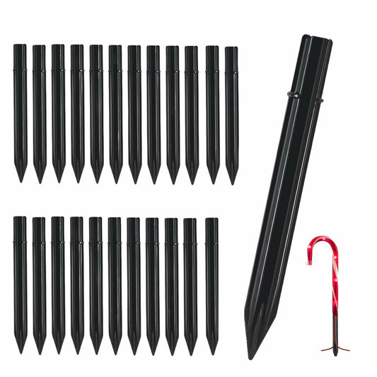 CYLHCM 24PCS Plastic Candy Cane Stakes for Christmas Lights 0.68-6.05in