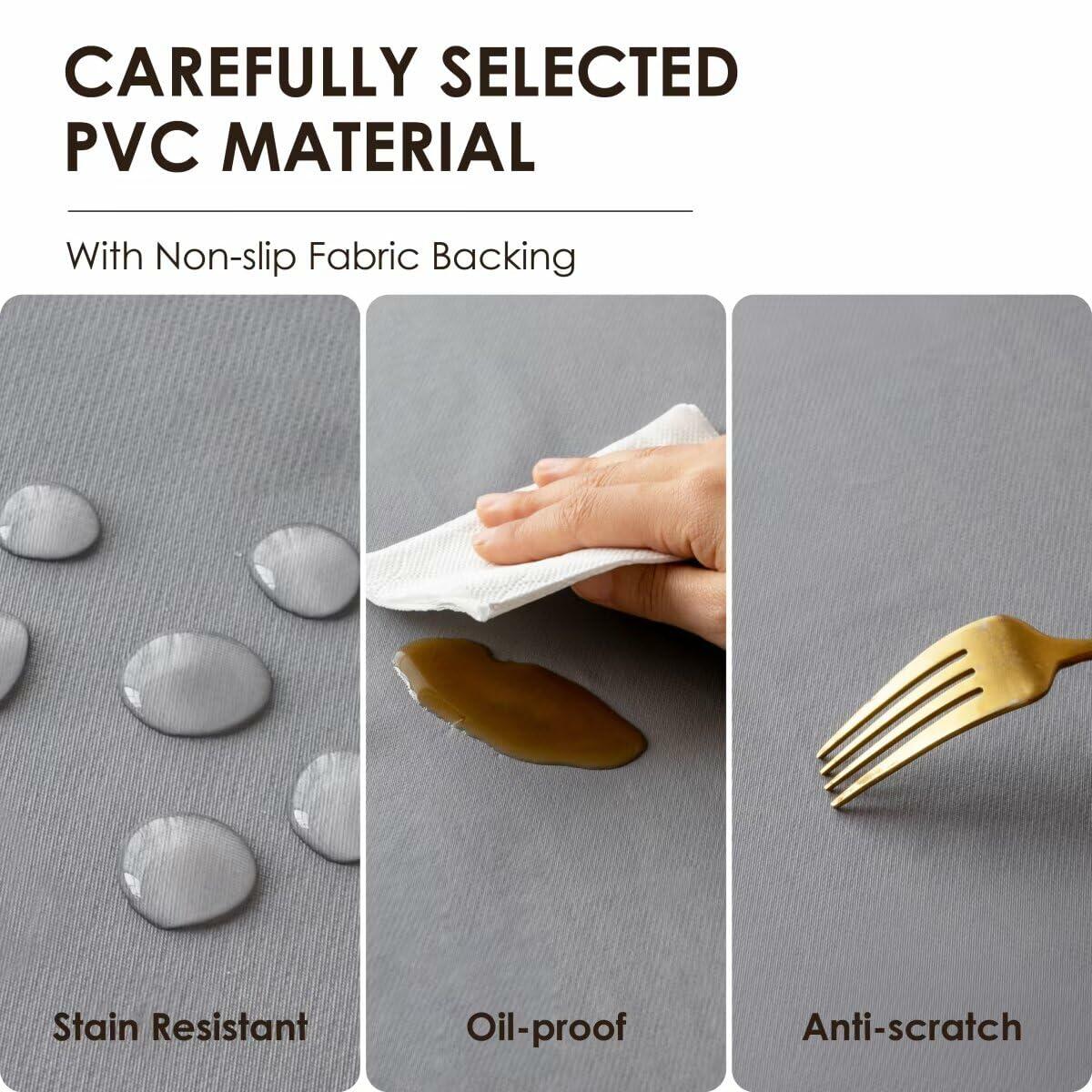 Aironment 100% Waterproof PVC Tablecloth Vinyl Rectangle 54x78 Light Grey