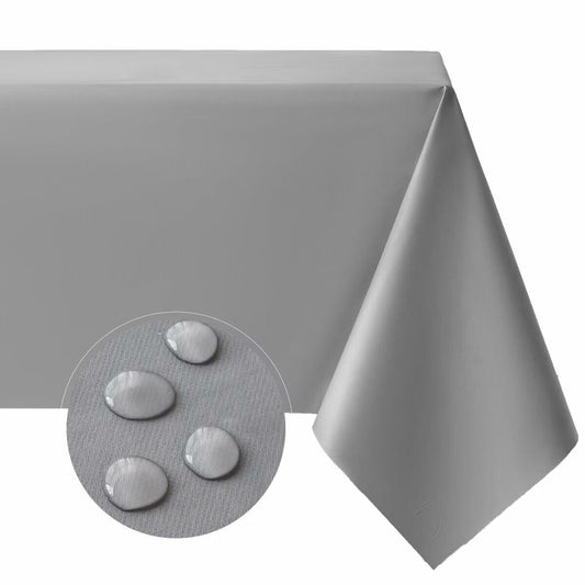 Aironment 100% Waterproof PVC Tablecloth Vinyl Rectangle 54x78 Light Grey