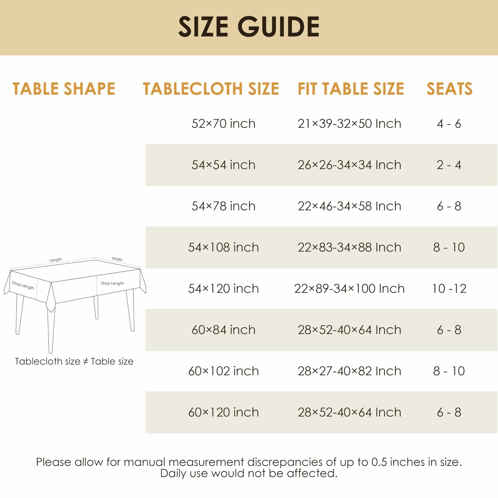 Aironment 100% Waterproof PVC Tablecloth Vinyl Rectangle 54x78 Light Grey