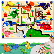 IOOZ Magnetic Color & Number Maze Montessori Wooden Dinosaur Puzzle Toy