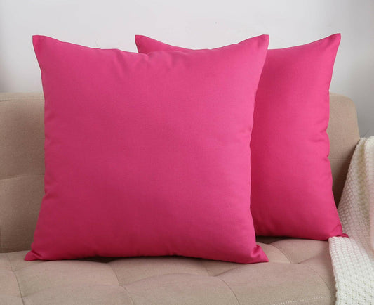 TangDepot Cotton Canvas Throw Pillow Cover 24x24 Hot Pink 1 Count