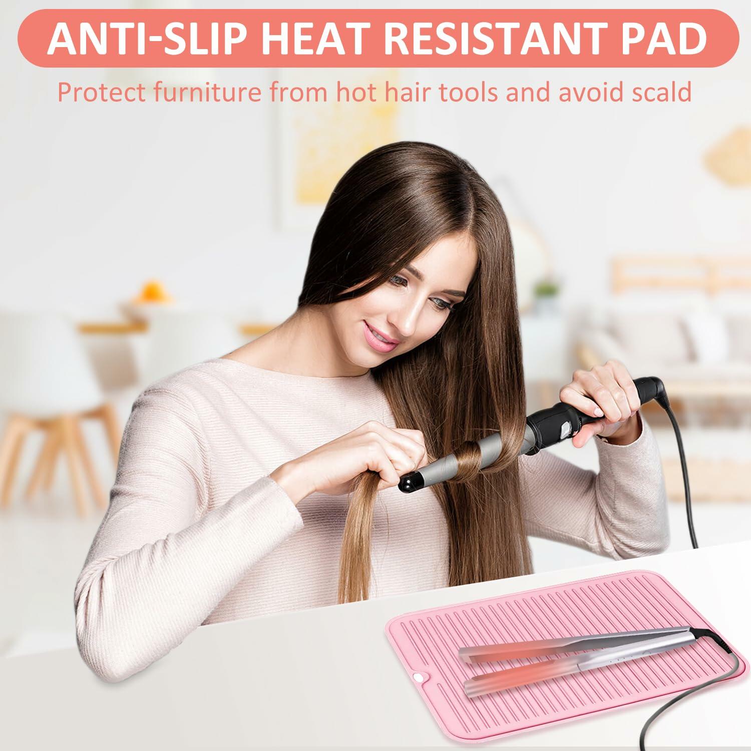 Quccefods Large Heat Resistant Silicone Mat for Hair Styling Tools
