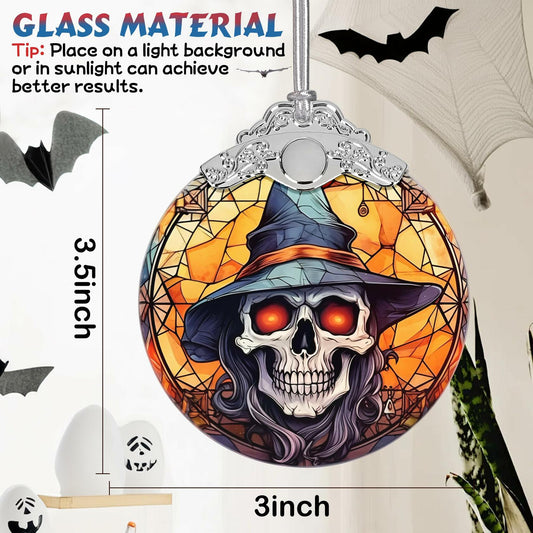 Terrifying Skull Christmas Ornament Stained Glass Holiday Decoration