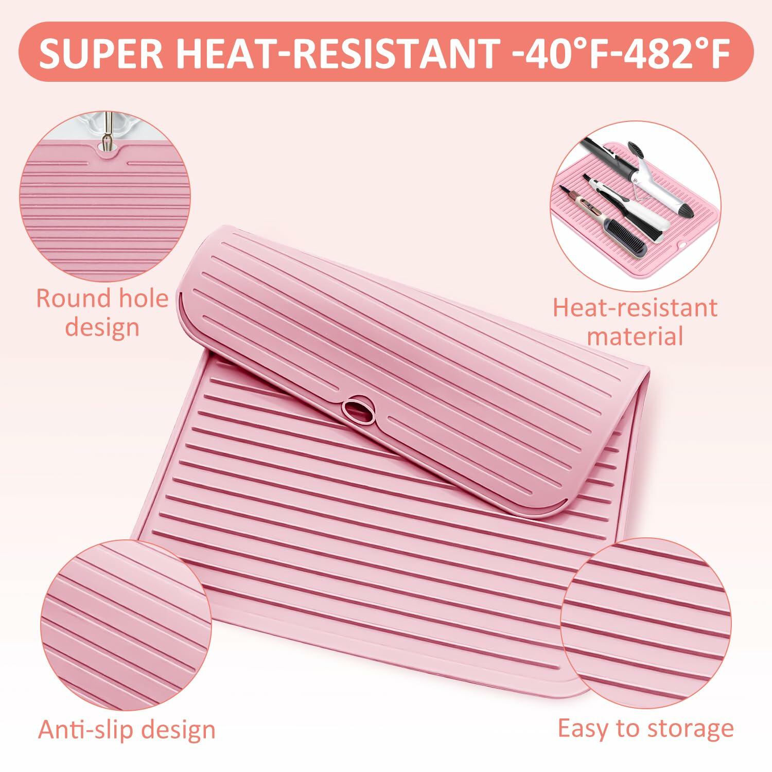Quccefods Large Heat Resistant Silicone Mat for Hair Styling Tools