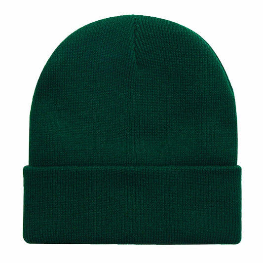 ZOORON Acrylic Knit Cuffed Beanie Hat Unisex Dark Green