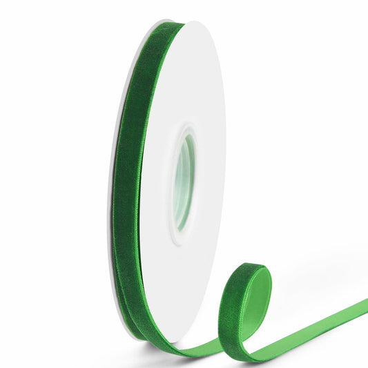VISPAD Forest Green Velvet Ribbon 3/8in x 10yd Single Face 1 Roll