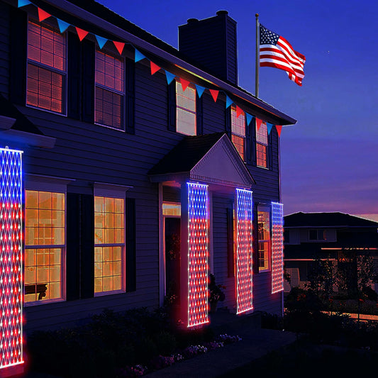 BlcTec Patriotic American Flag LED Lights 77.9x10.6in 320 LEDs Red White Blue