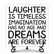Funny Desk Decor Laughter is Timeless Sign Home Office 5x5 Inches