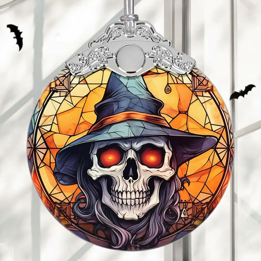 Terrifying Skull Christmas Ornament Stained Glass Holiday Decoration