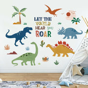 decalmile Boho Dinosaur Wall Decals Dino Palm Tree Baby Nursery Decor