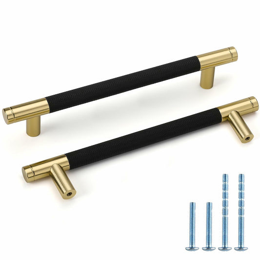 Rergy Knurled Cabinet Handles 3in Hole Center 10Pack Champagne Bronze Rose Gold