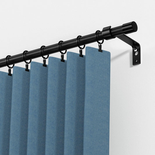 Curtain Rods 28-48in 5/8" Metal Adjustable 2 Pack Black with Brackets