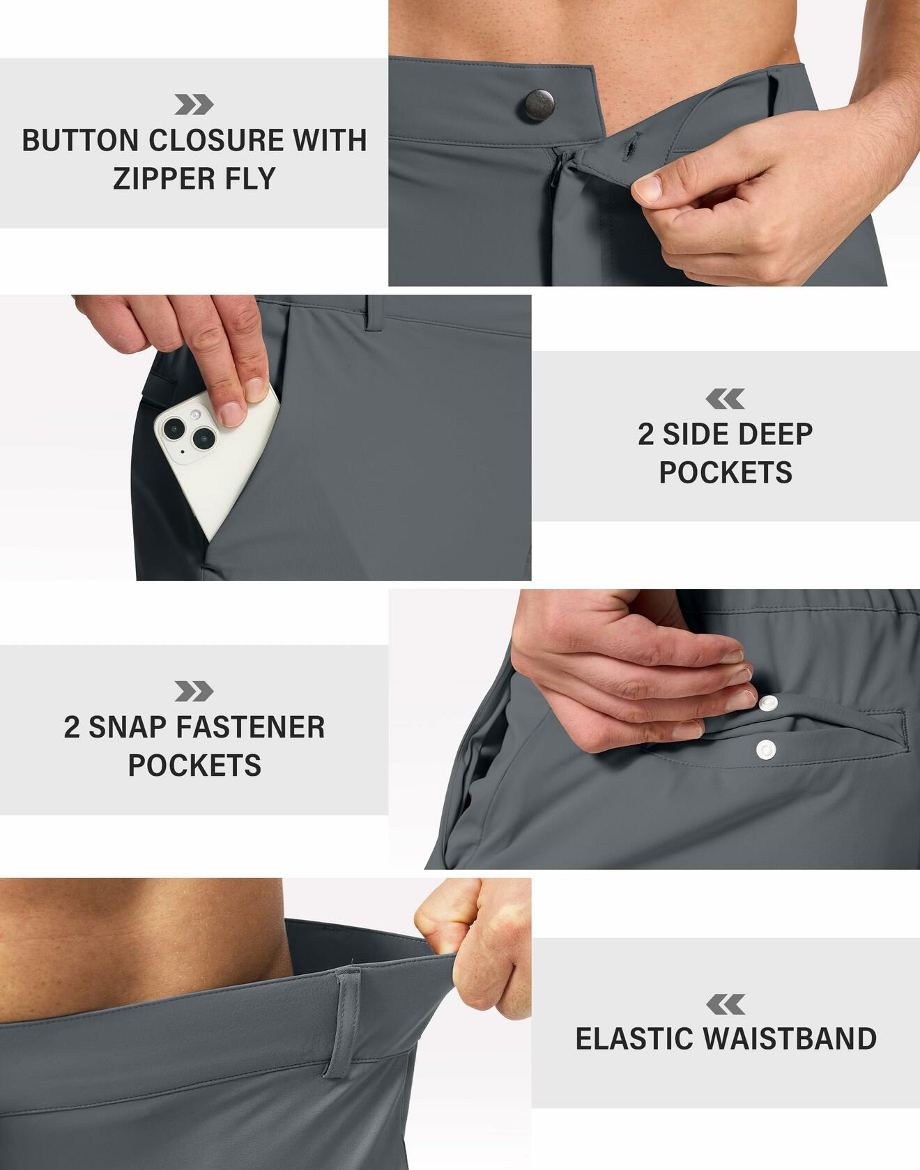 SERAMY Men's Golf Joggers Slim Fit Stretch Pants 5 Pockets Ink Gray Size XXL