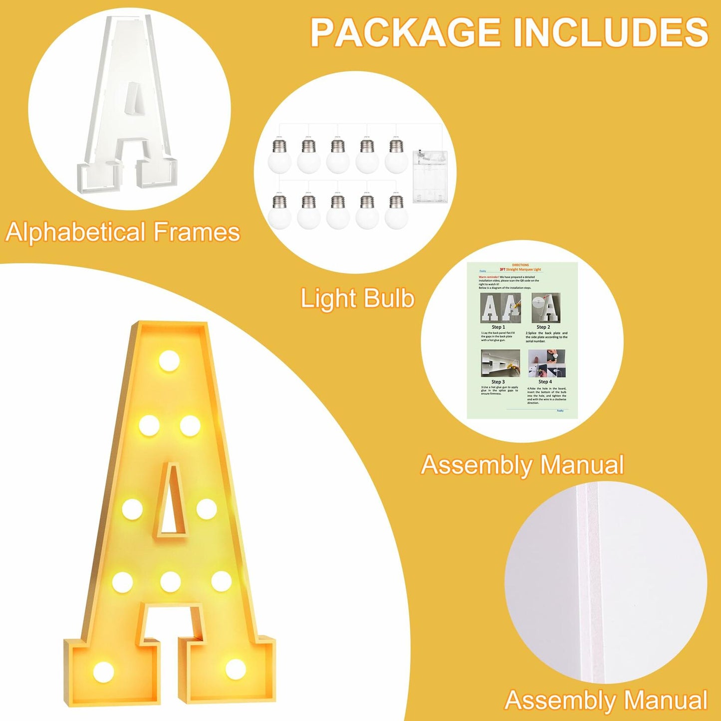 Foaky 3FT Marquee Light Up Letter R Party Decor Foam Board Kit