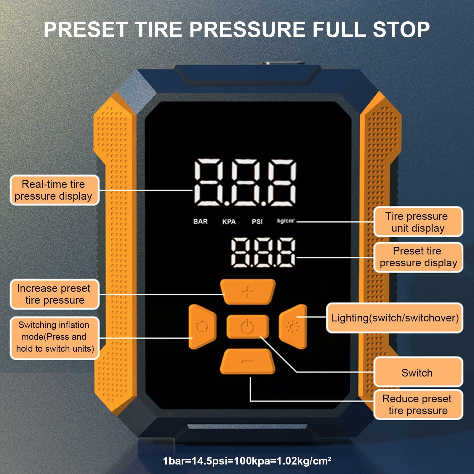T&Jero Portable Air Compressor 150PSI Cordless Digital Pressure Gauge Pump