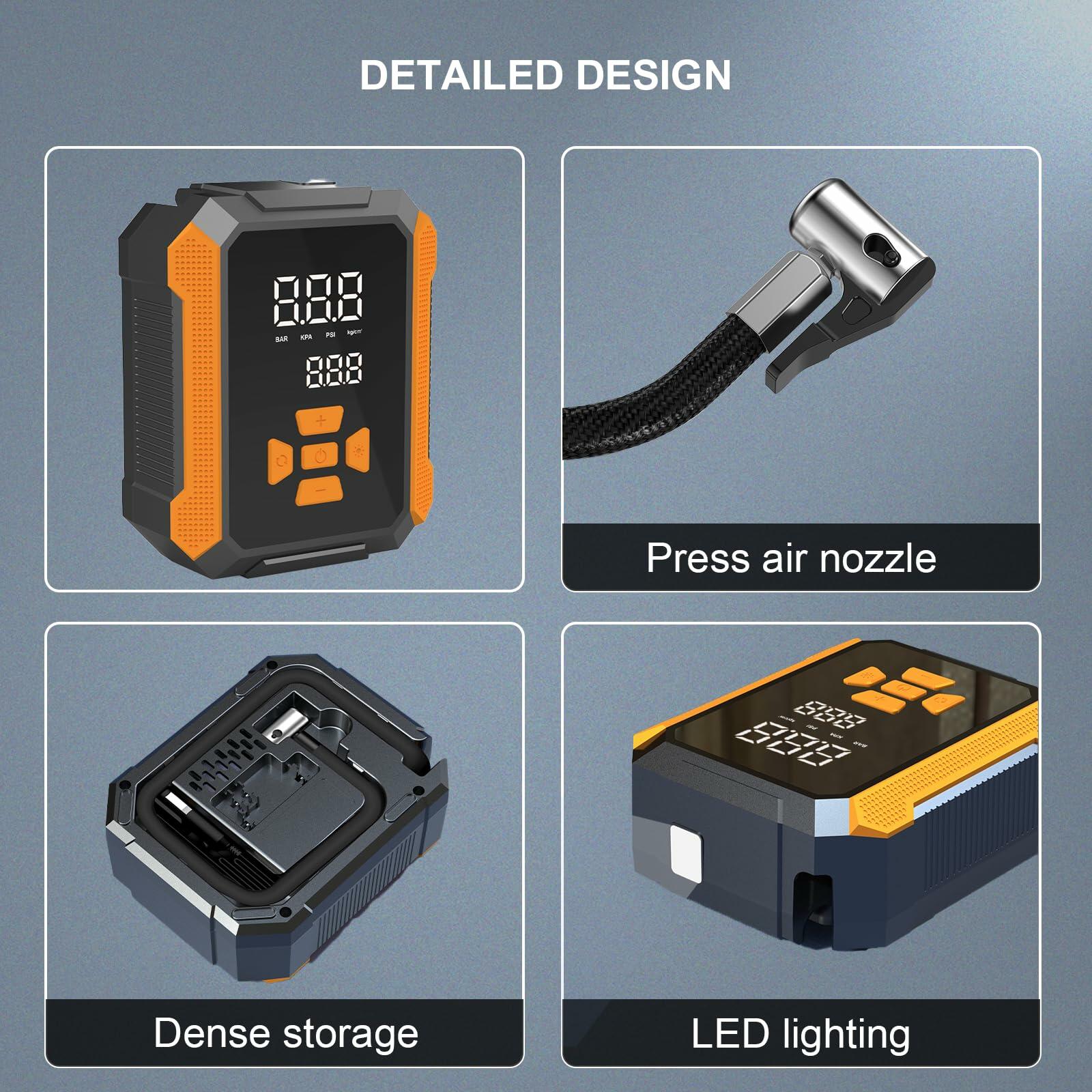 T&Jero Portable Air Compressor 150PSI Cordless Digital Pressure Gauge Pump