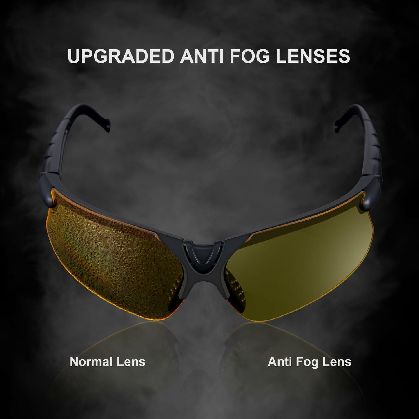 KEMIFON Shooting Safety Glasses Anti Fog Tactical Ballistic Grey Yellow Lenses
