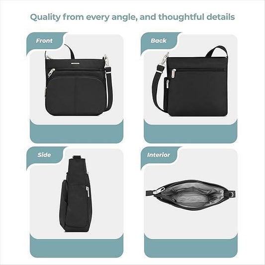 Travelon Anti-Theft Classic North/South Crossbody Bag Black