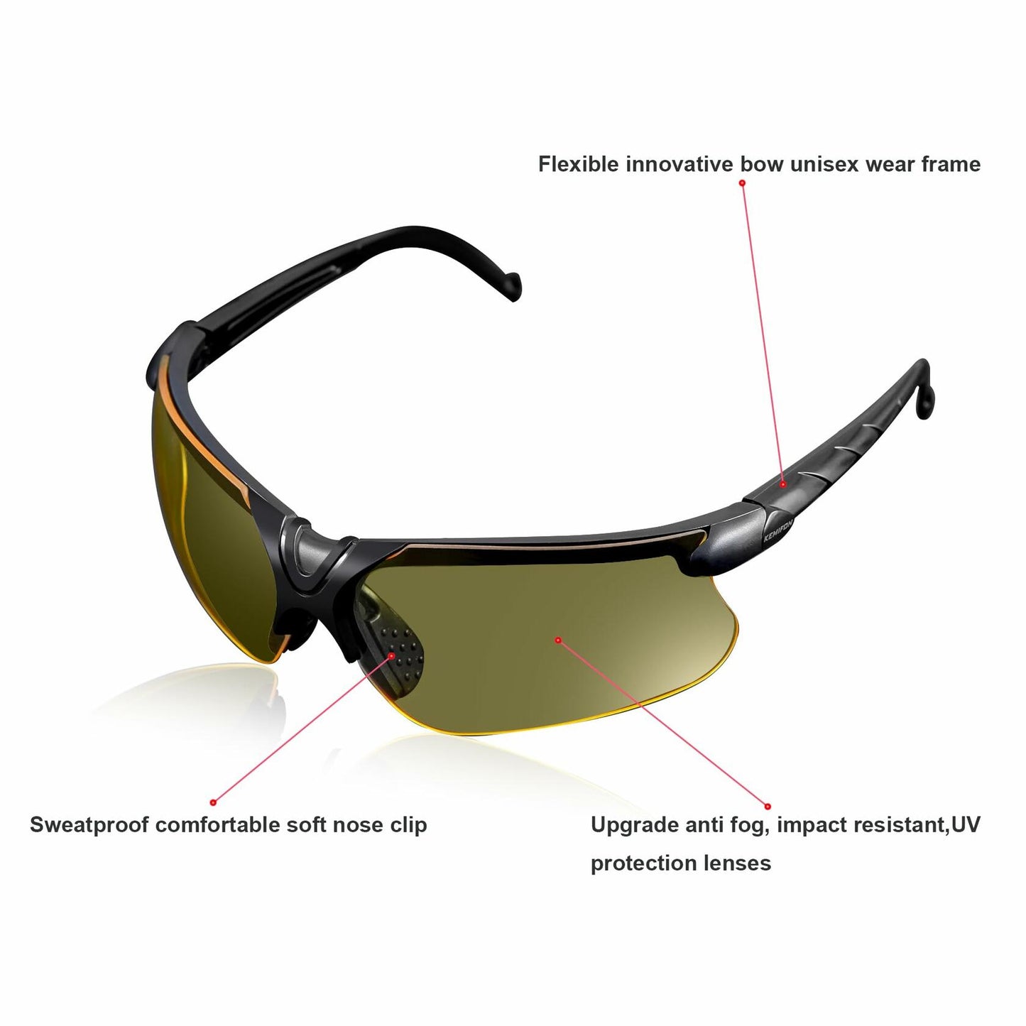 KEMIFON Shooting Safety Glasses Anti Fog Tactical Ballistic Grey Yellow Lenses