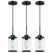 [Like New] RAINLIGHTING 3 Pack Industrial Kitchen Island Pendant Lights Black Clear Grey