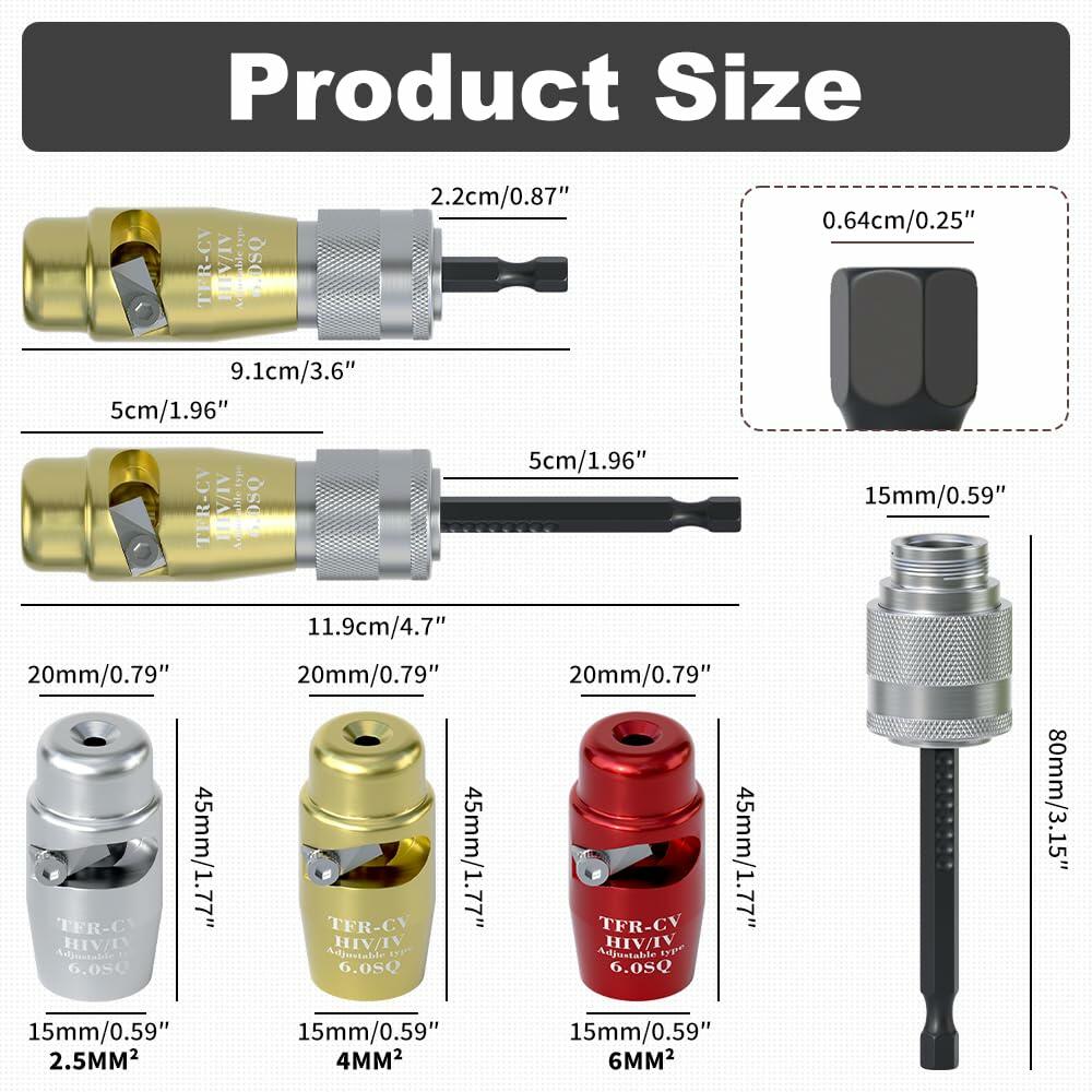 [Like_new] Fivepears Electric Wire Stripper Set Adjustable 2.5 4.0 6.0 Square Aluminum