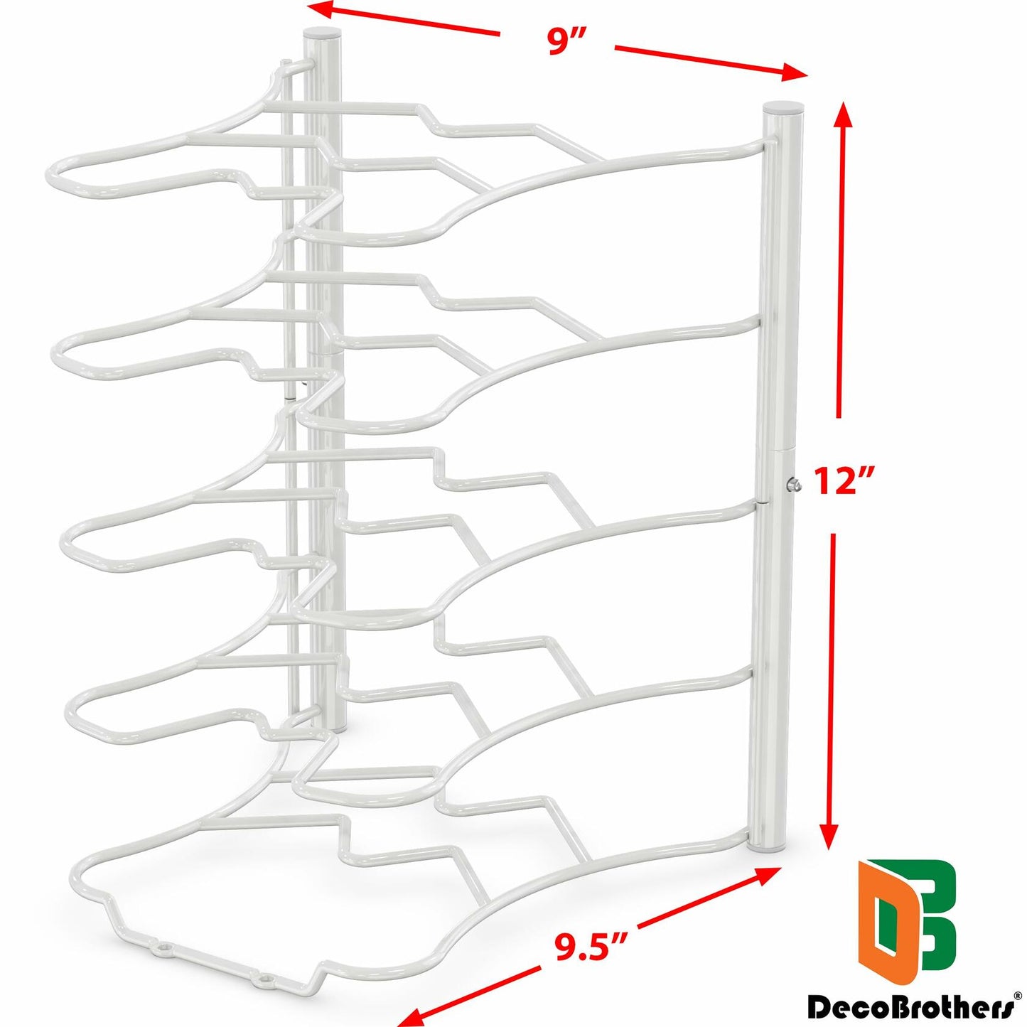 Deco Brothers Pan Organizer Rack for Kitchen Cabinet and Counter White