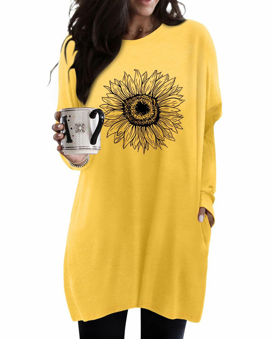 KISSMODA Womens Fall Long Sleeve Tunic Top with Pockets Size M