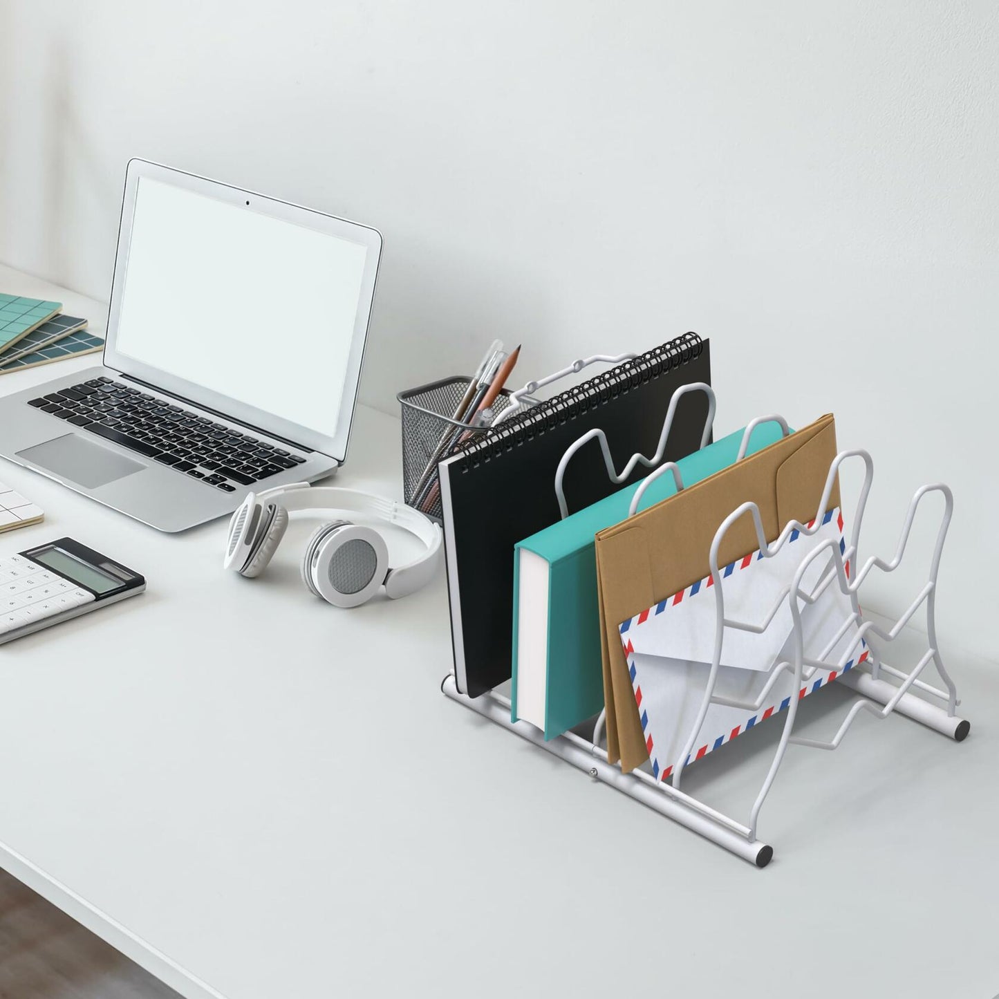 Deco Brothers Pan Organizer Rack for Kitchen Cabinet and Counter White