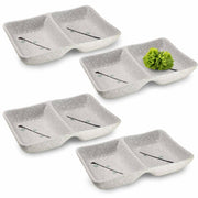 [Like New] Happy Sales HSSD-DBWB4 Dual Sauce Bowls Set of 4 White & Blue Cherry Blossom