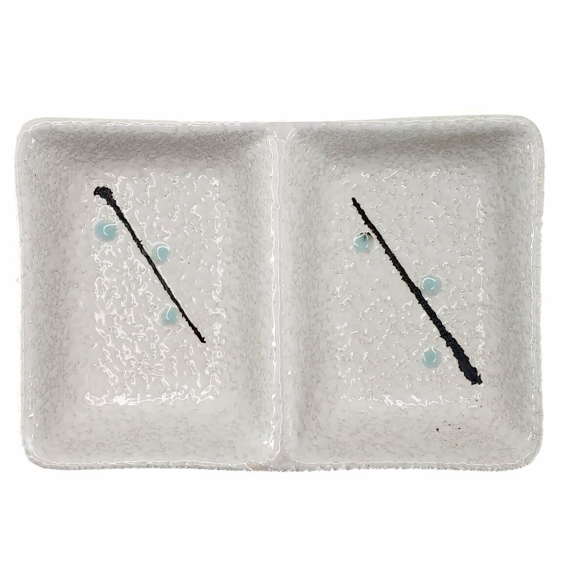 [Like_new] Happy Sales HSSD-DBWB4 Dual Sauce Bowls Set of 4 White & Blue Cherry Blossom